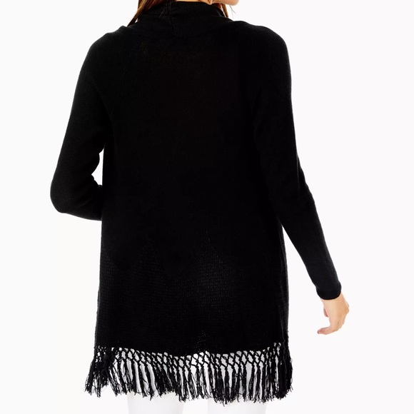 NWOT Lilly Pulitzer Tatum Fringed Black Cardigan XXL - Picture 2 of 8